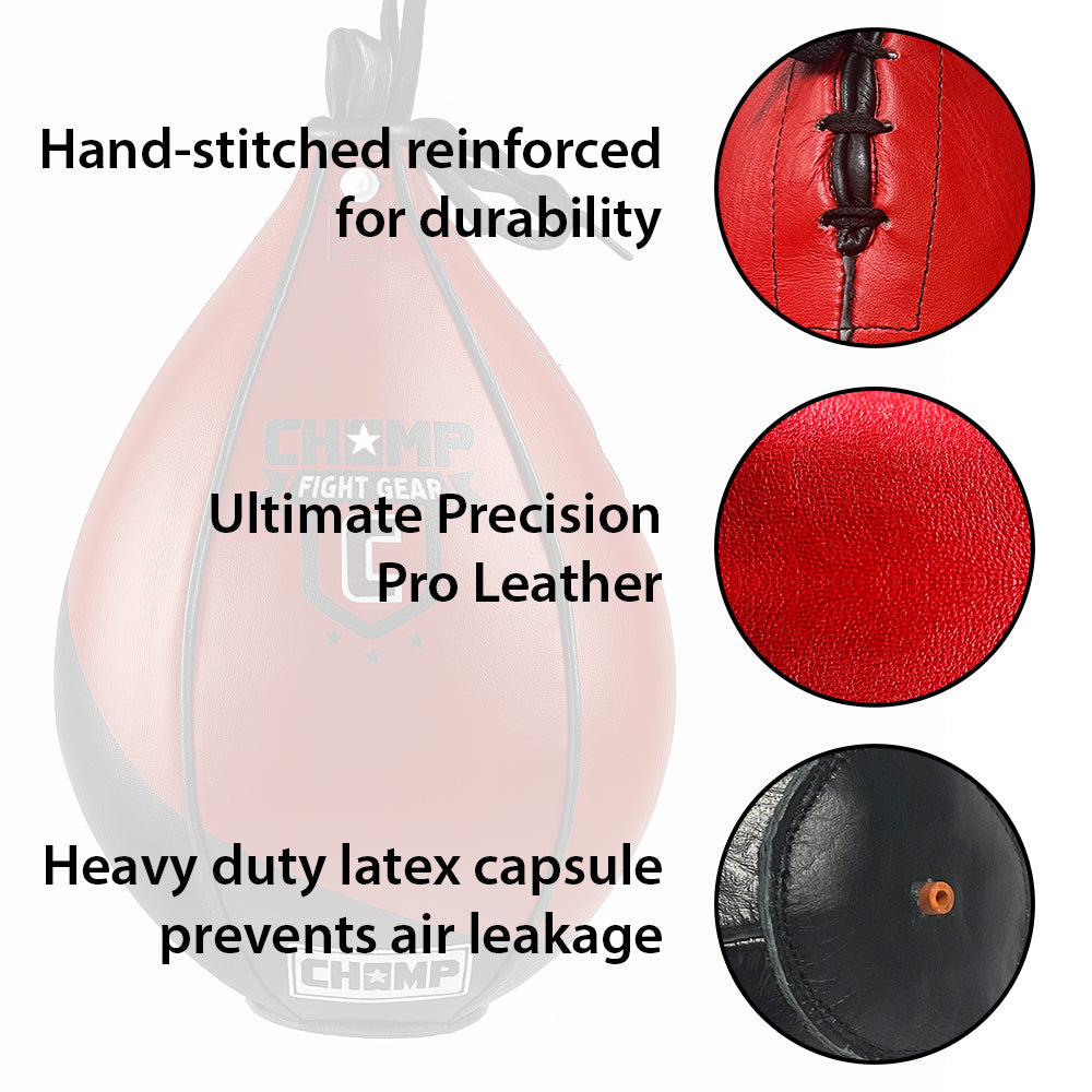 Ultimate Precision Pro Leather Speed Bag for MMA, Muay Thai, Boxing, and Fitness Training ? Durable with Triple-Stitched Seams, 7 inch