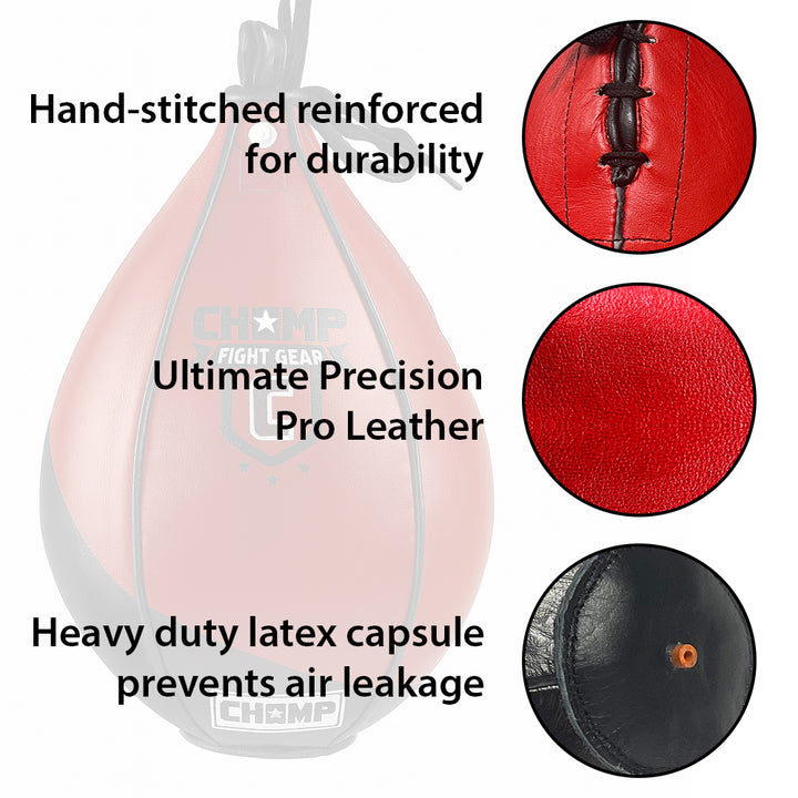 Ultimate Precision Pro Leather Speed Bag for MMA, Muay Thai, Boxing, and Fitness Training ? Durable with Triple-Stitched Seams, 7 inch