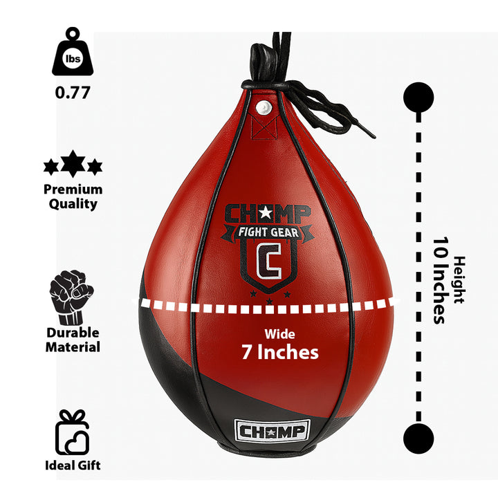 Ultimate Precision Pro Leather Speed Bag for MMA, Muay Thai, Boxing, and Fitness Training ? Durable with Triple-Stitched Seams, 7 inch