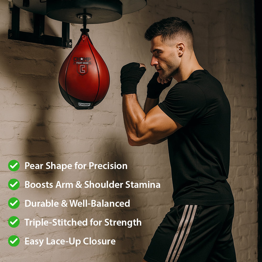 Ultimate Precision Pro Leather Speed Bag for MMA, Muay Thai, Boxing, and Fitness Training ? Durable with Triple-Stitched Seams, 7 inch