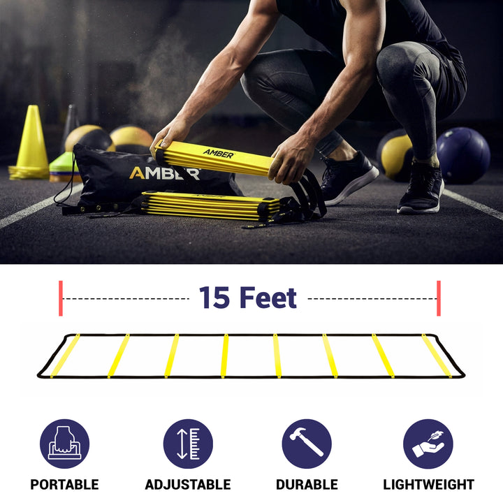 Feet Speed and Agility Training Ladder for High-Intensity Training in Boxing, Soccer, Football, Lacrosse, and Ice Hockey - Improve Your Footwork and Coordination