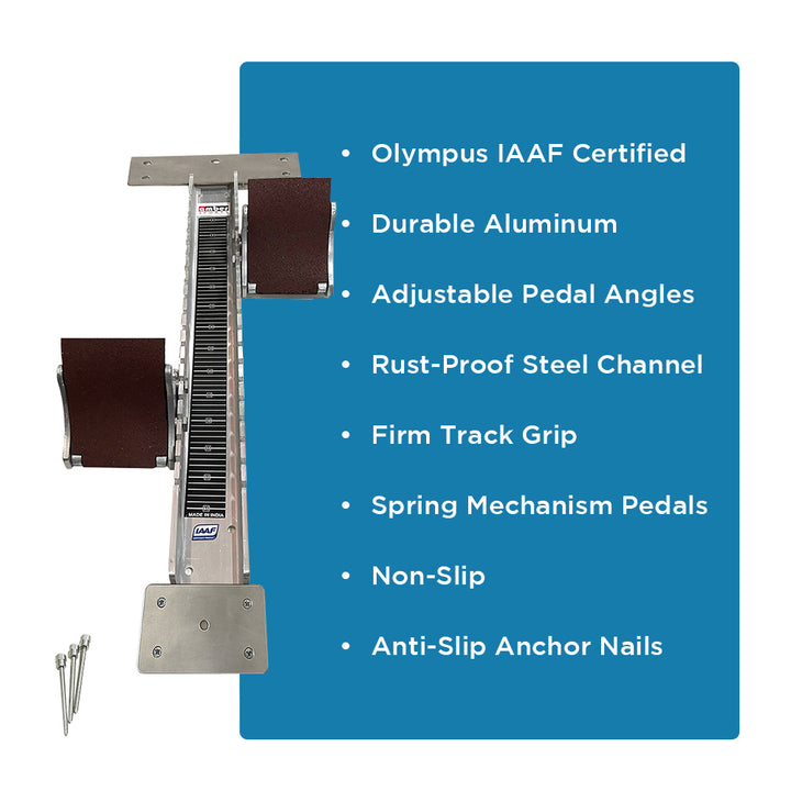 Olympus IAAF Certified Starting Block, Durable Aluminum Construction, Adjustable Pedal Angles, Rust-Proof Steel Channel, Firm Track Grip, and Professional Quality for Optimal Speed and Stability