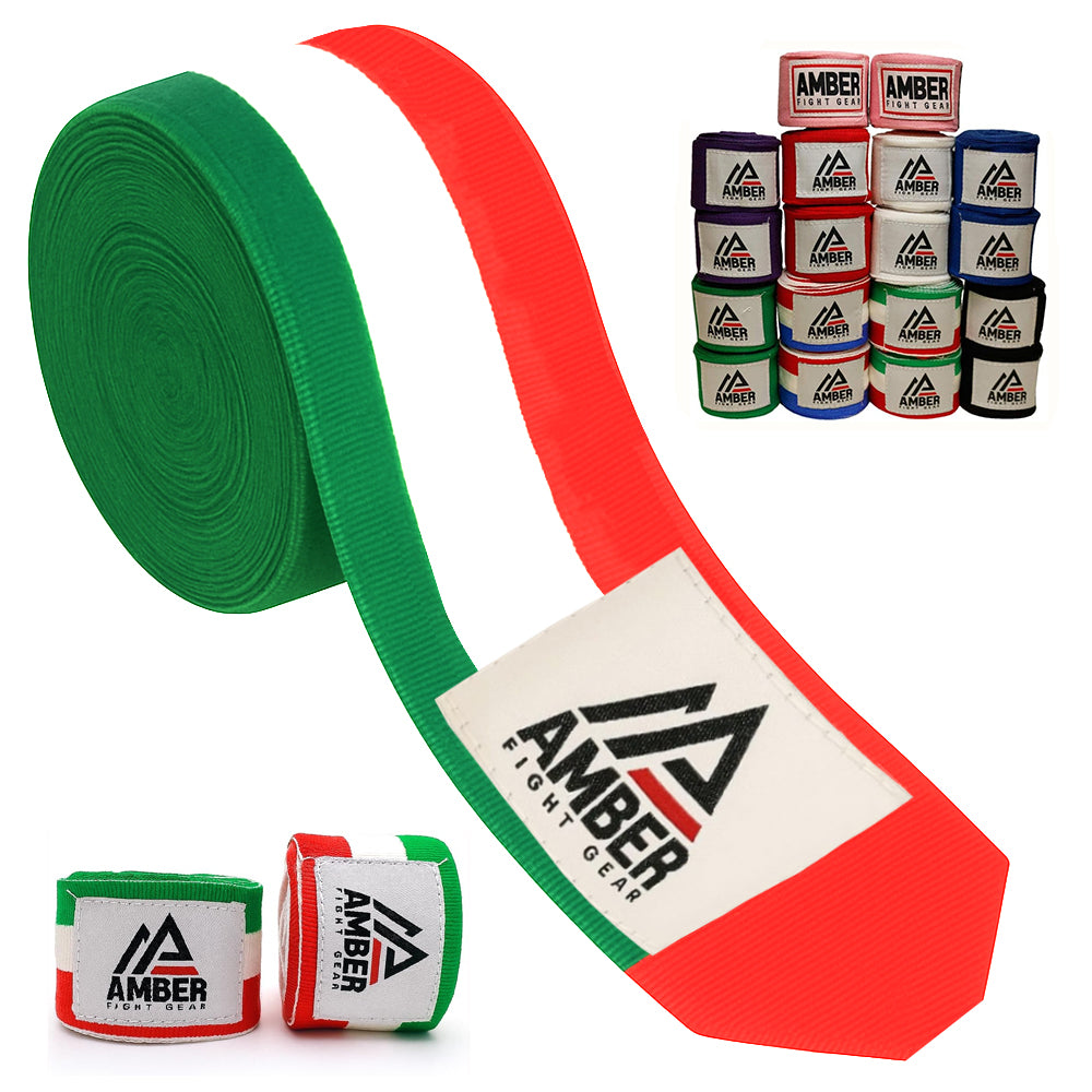 Amber Fight Gear Semi Elastic Professional Hand Wraps with Hook and Loop Closure for Boxing Kickboxing Muay Thai MMA for Men and Women