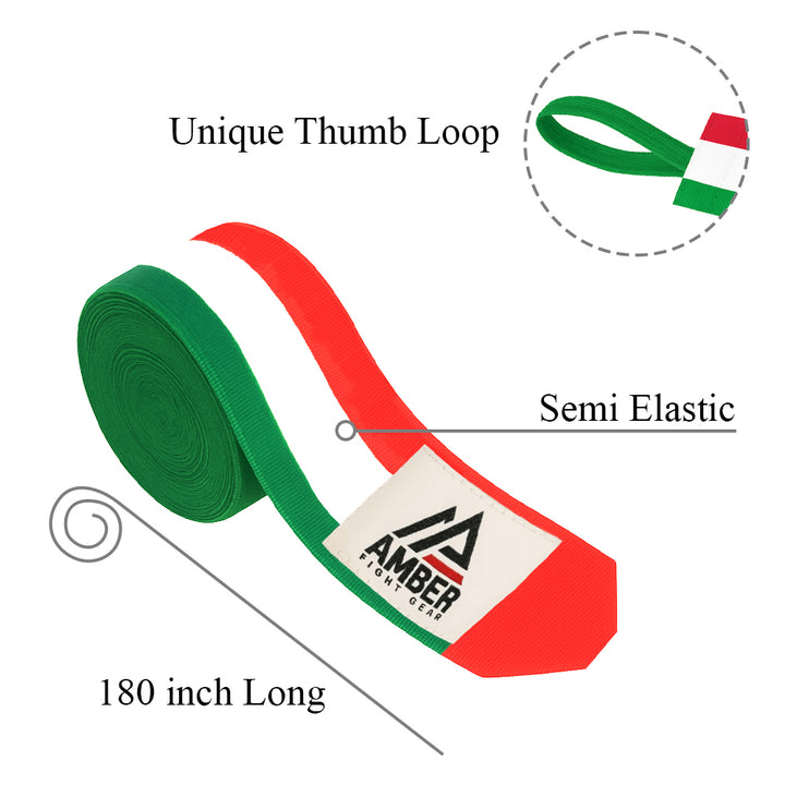 Amber Fight Gear Semi Elastic Professional Hand Wraps with Hook and Loop Closure for Boxing Kickboxing Muay Thai MMA for Men and Women