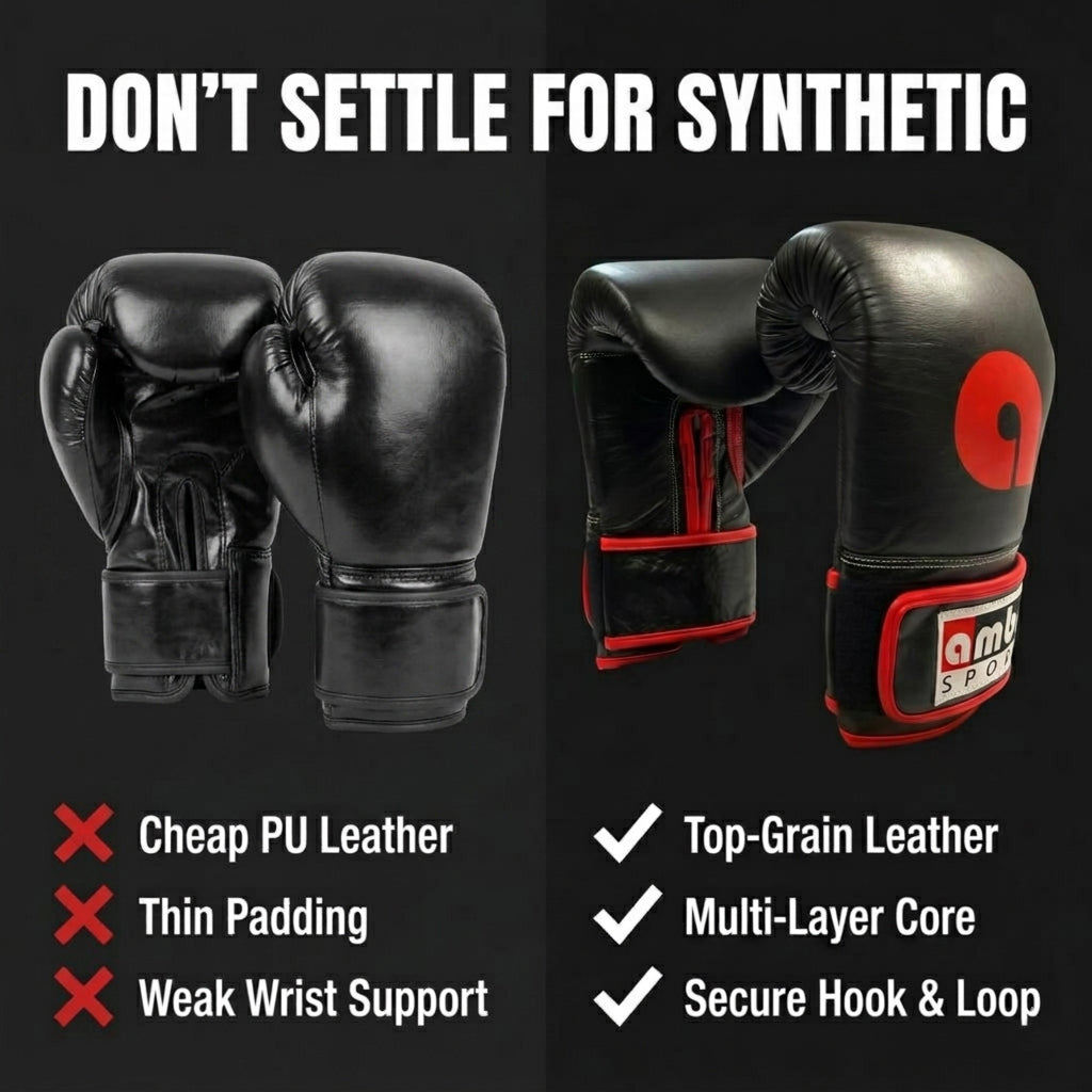 Amber Fight Gear Professional Leather Boxing Gloves | Multi-Layer Foam Training Gloves for Muay Thai, Kickboxing &amp; Sparring | Men &amp; Women Punching Gear | Ambidextrous Sizes (8oz to 18oz)