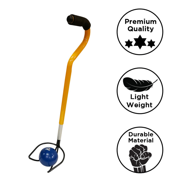 Ultimate Shotput &amp; Hammer Retrieving Tool, Adjustable 6 Heights (24inch-29inch), Sturdy Steel, Deep Cup for Secure Pick-Up, Ergonomic Foam Handle, Ideal for Track &amp; Field Athletes &amp; Coaches
