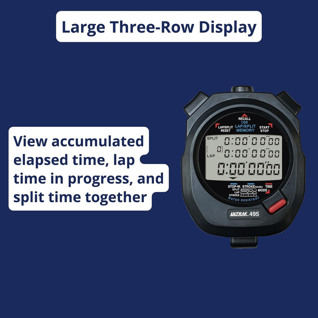Ultrak 100 Lap Memory Timer - Black, Countdown &amp; Split Timer