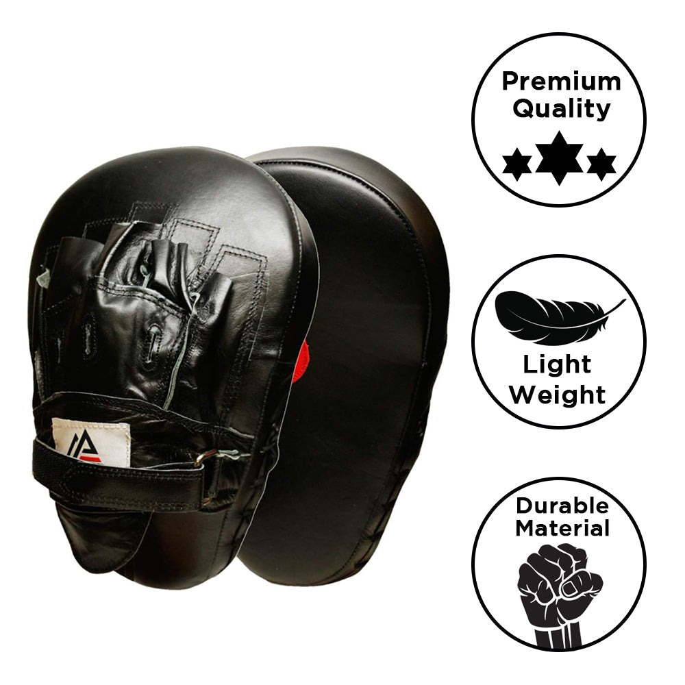 Amber Fight Gear Genuine Leather Extreme Curved Target Focus Punching Mitts for MMA, Kickboxing, Muay Thai Martial Arts Sparring with Wrist Support