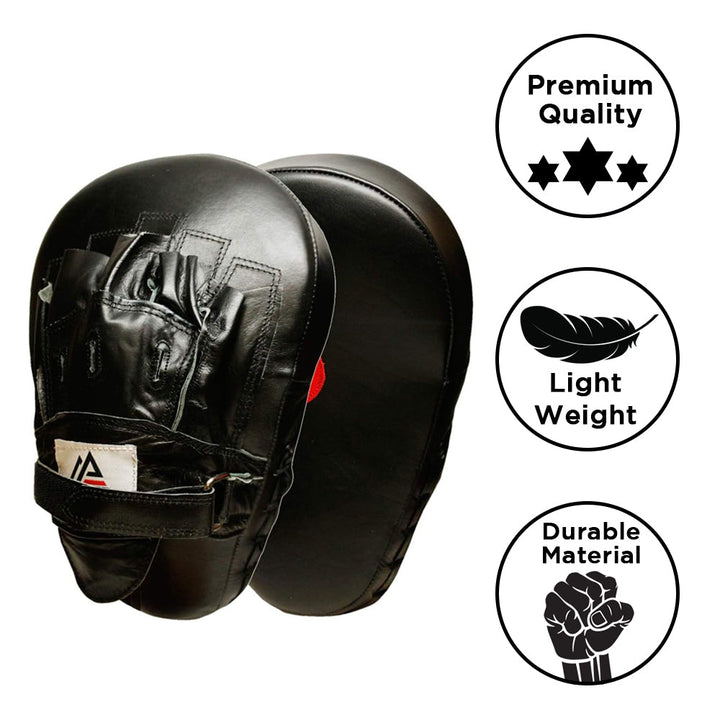 Amber Fight Gear Genuine Leather Extreme Curved Target Focus Punching Mitts for MMA, Kickboxing, Muay Thai Martial Arts Sparring with Wrist Support