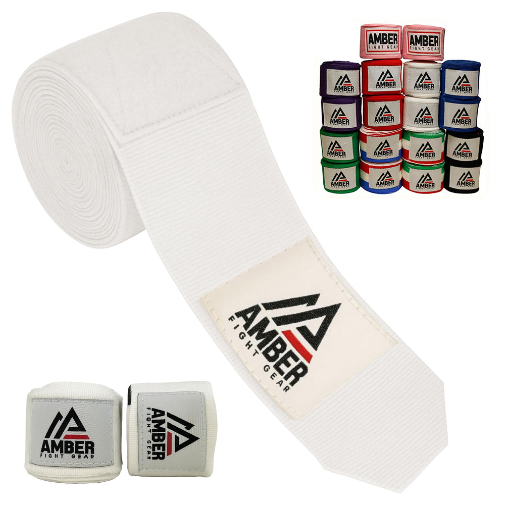 Amber Fight Gear Semi Elastic Professional Hand Wraps with Hook and Loop Closure for Boxing Kickboxing Muay Thai MMA for Men and Women
