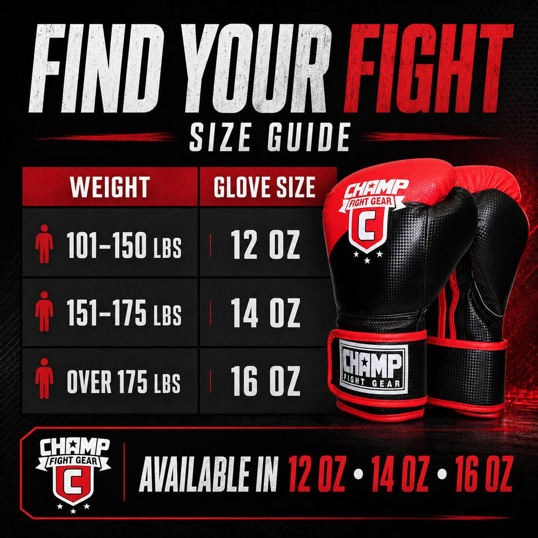 Champ Boxing Gloves for Training, Sparring, Kickboxing, MMA, Muay Thai, Durable PU Leather, Multi-Layered Foam, Wrist Support, Breathable Design
