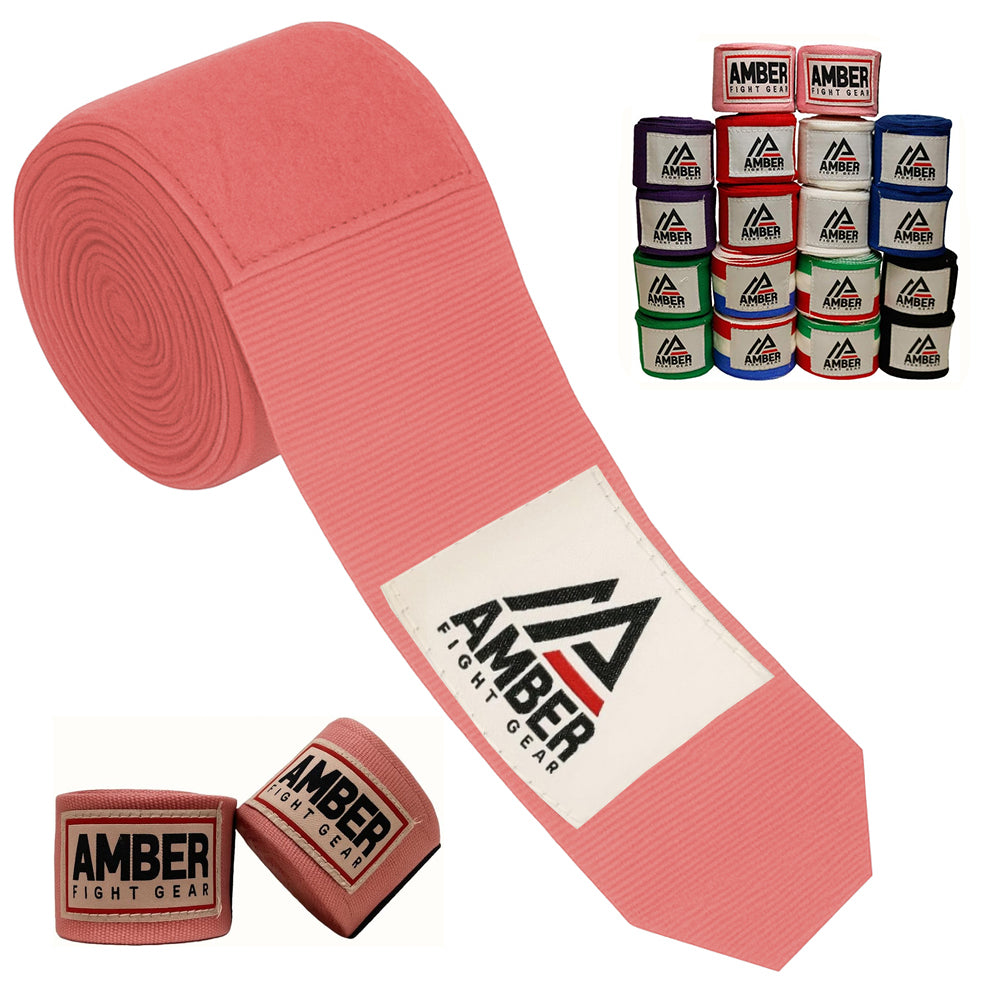Amber Fight Gear Semi Elastic Professional Hand Wraps with Hook and Loop Closure for Boxing Kickboxing Muay Thai MMA for Men and Women