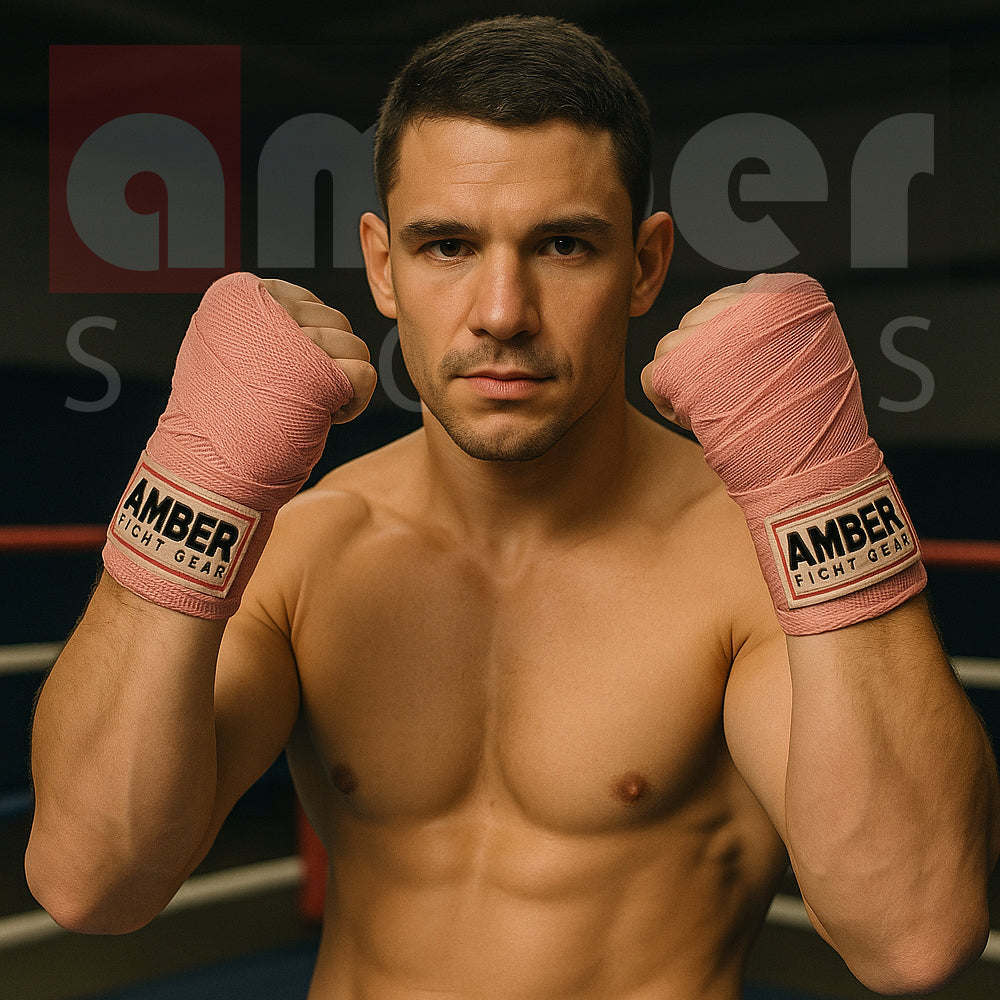 Amber Fight Gear Semi Elastic Professional Hand Wraps with Hook and Loop Closure for Boxing Kickboxing Muay Thai MMA for Men and Women