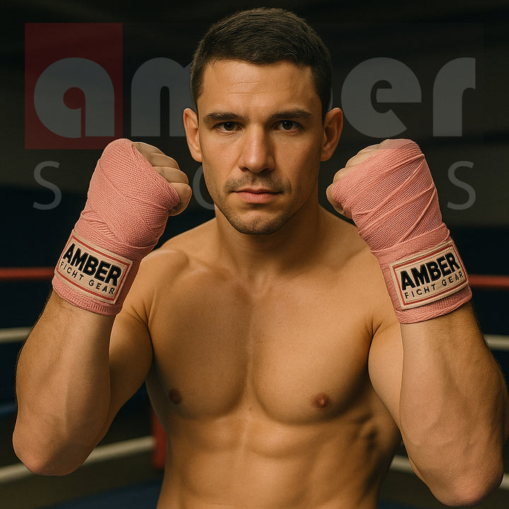 Amber Fight Gear Semi Elastic Professional Hand Wraps with Hook and Loop Closure for Boxing Kickboxing Muay Thai MMA for Men and Women
