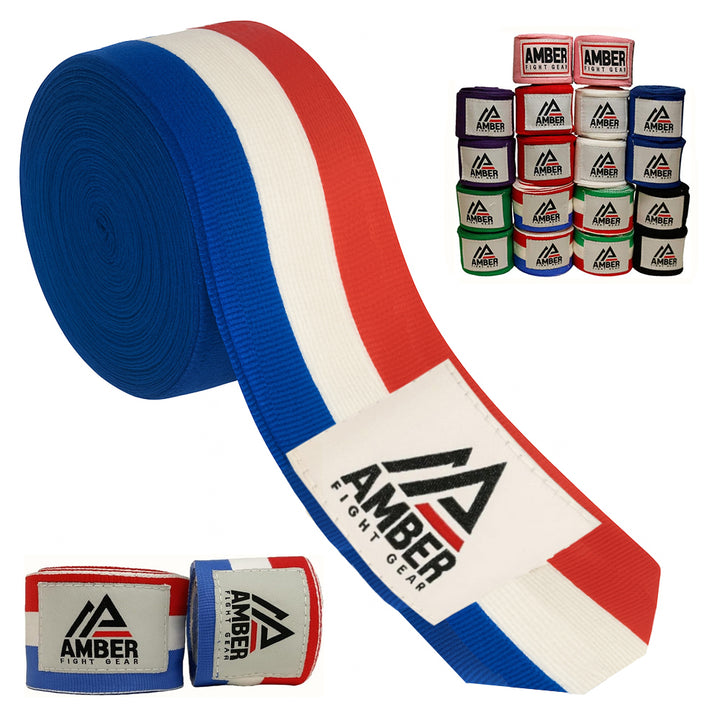 Amber Fight Gear Semi Elastic Professional Hand Wraps with Hook and Loop Closure for Boxing Kickboxing Muay Thai MMA for Men and Women
