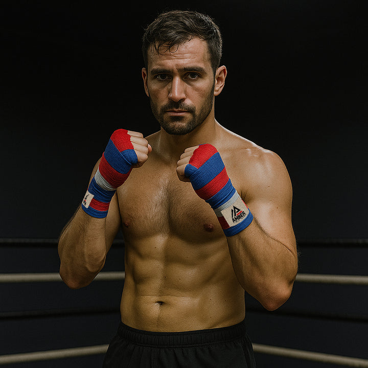 Amber Fight Gear Semi Elastic Professional Hand Wraps with Hook and Loop Closure for Boxing Kickboxing Muay Thai MMA for Men and Women