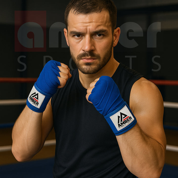 Amber Fight Gear Semi Elastic Professional Hand Wraps with Hook and Loop Closure for Boxing Kickboxing Muay Thai MMA for Men and Women