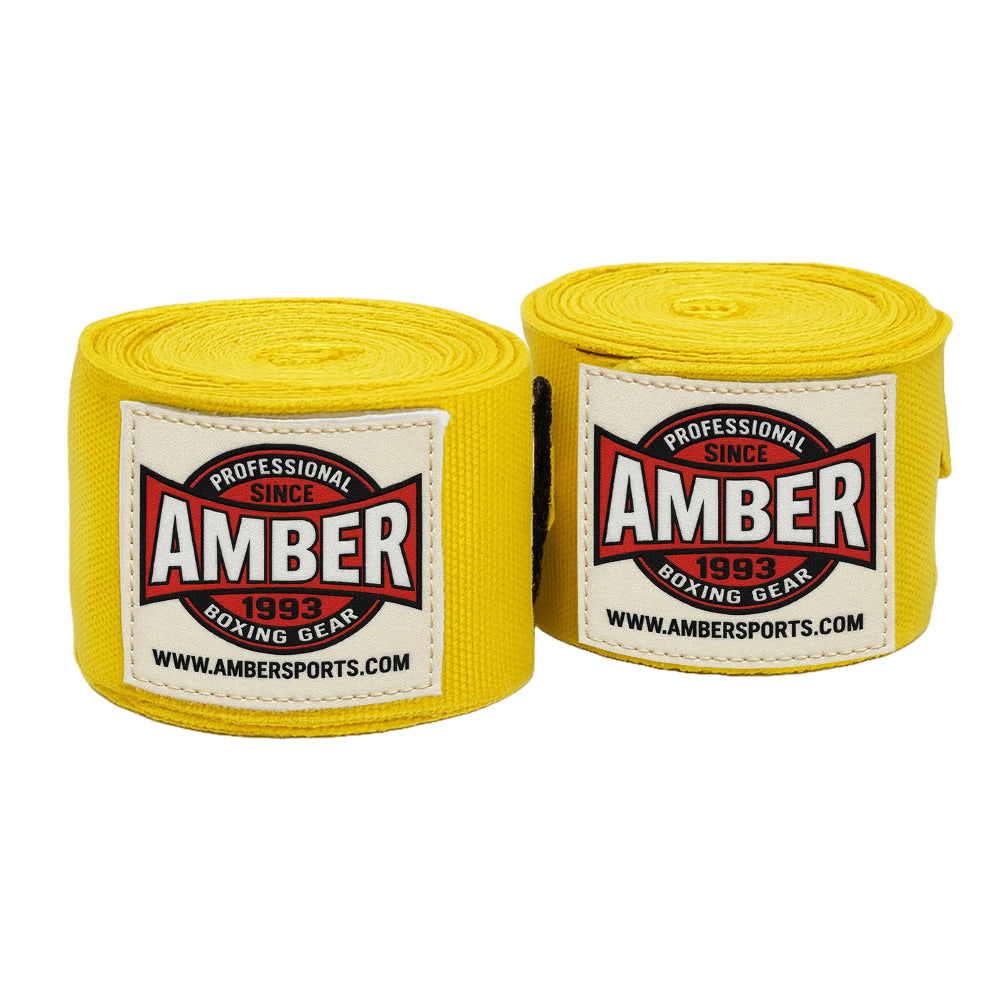 Amber Fight Gear Semi Elastic Professional Hand Wraps with Hook and Loop Closure for Boxing Kickboxing Muay Thai MMA for Men and Women