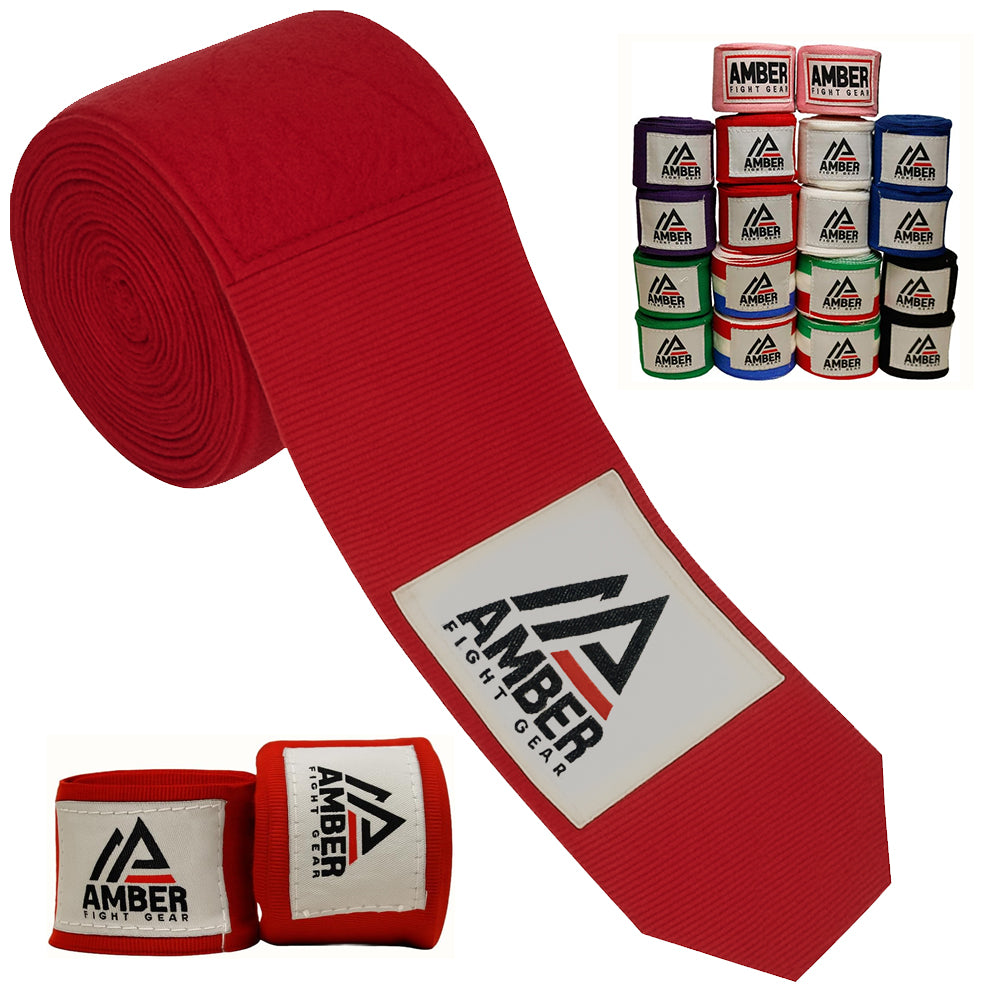 Amber Fight Gear Semi Elastic Professional Hand Wraps with Hook and Loop Closure for Boxing Kickboxing Muay Thai MMA for Men and Women