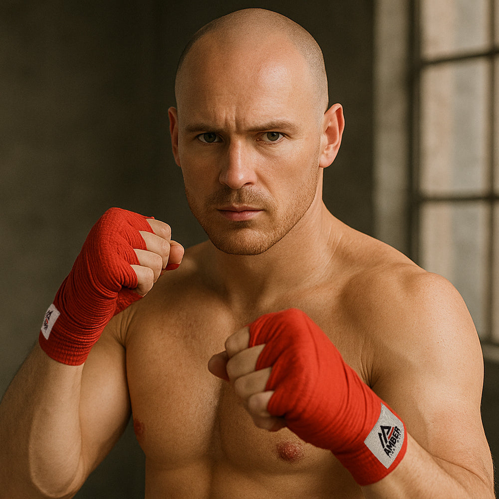 Amber Fight Gear Semi Elastic Professional Hand Wraps with Hook and Loop Closure for Boxing Kickboxing Muay Thai MMA for Men and Women