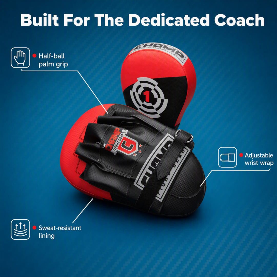 Curved Target Punching Mitts for MMA, Kickboxing, Muay Thai ? Enhanced Wrist Support, Half-Ball Palm Grip, Lightweight, Durable ToughTek Material, Sweat-Resistant