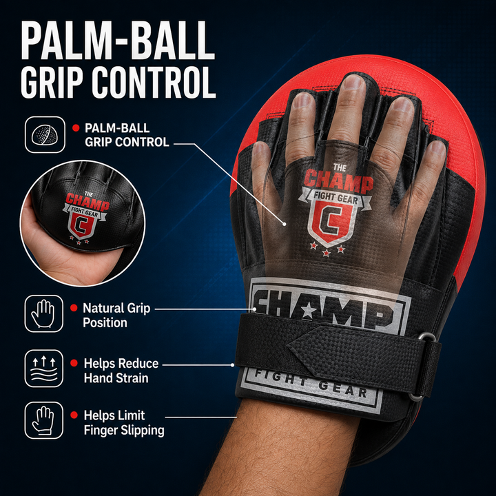 Curved Target Punching Mitts for MMA, Kickboxing, Muay Thai ? Enhanced Wrist Support, Half-Ball Palm Grip, Lightweight, Durable ToughTek Material, Sweat-Resistant