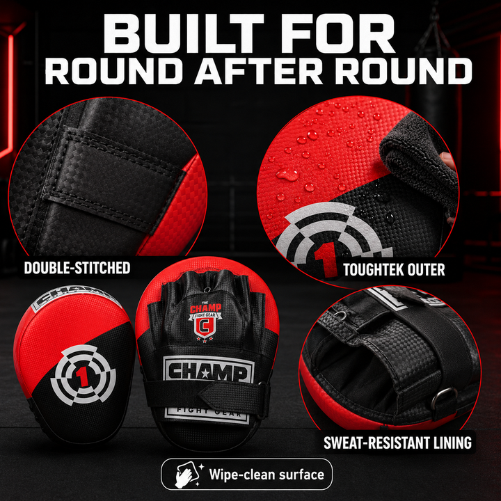 Curved Target Punching Mitts for MMA, Kickboxing, Muay Thai ? Enhanced Wrist Support, Half-Ball Palm Grip, Lightweight, Durable ToughTek Material, Sweat-Resistant