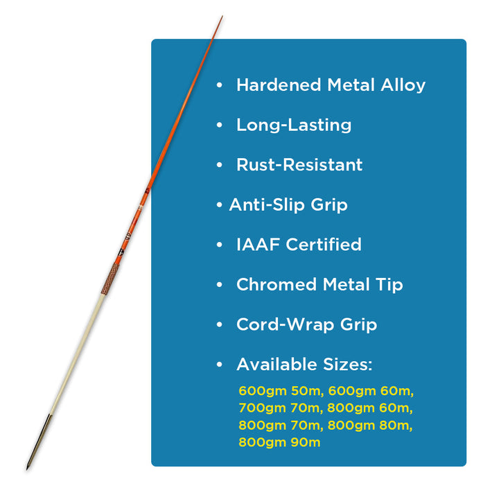 Amber Fight Gear Atlas Track and Field Competition Throws: Premium Javelin Set, IAAF Certified for Professional Athletes and Training Enthusiasts, Weight:700 gm Range:70 m