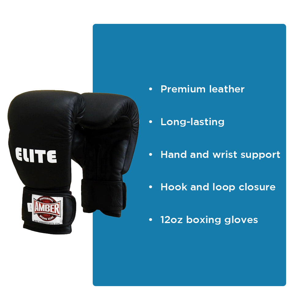 Leather Punching Bag Gloves with Hook and Loop Closure - Ideal for Heavy Bag Training and Sparring, 12oz