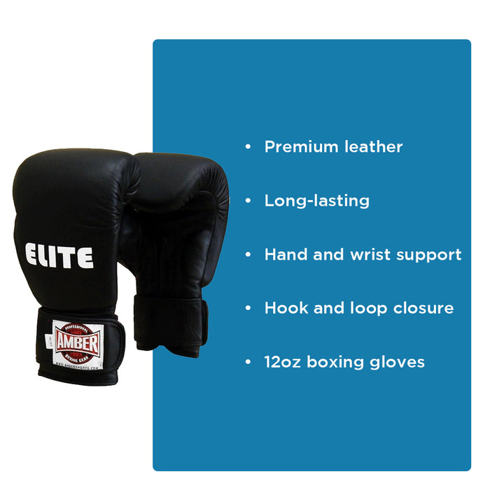 Leather Punching Bag Gloves with Hook and Loop Closure - Ideal for Heavy Bag Training and Sparring, 12oz