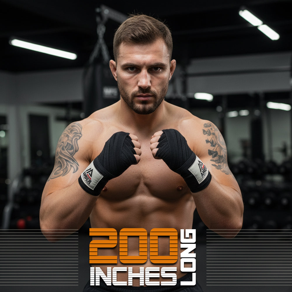 Amber Fight Gear Mexican Style Elastic Handwraps - Breathable, Durable, Machine Washable for MMA, Boxing, Kickboxing, Muay Thai