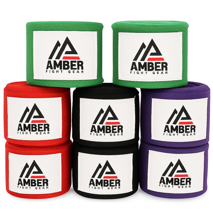 Amber Fight Gear Mexican Style Elastic Handwraps - Breathable, Durable, Machine Washable for MMA, Boxing, Kickboxing, Muay Thai