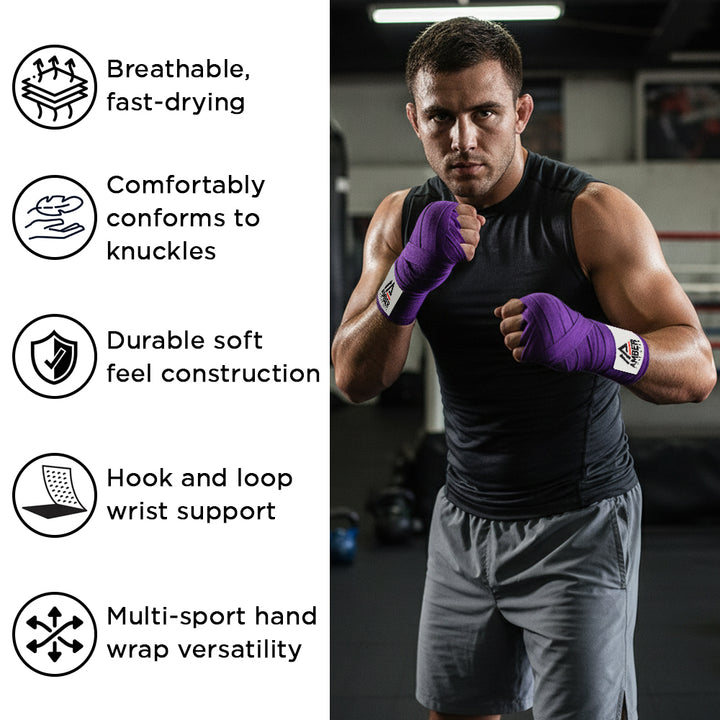 Amber Fight Gear Mexican Style Elastic Handwraps - Breathable, Durable, Machine Washable for MMA, Boxing, Kickboxing, Muay Thai