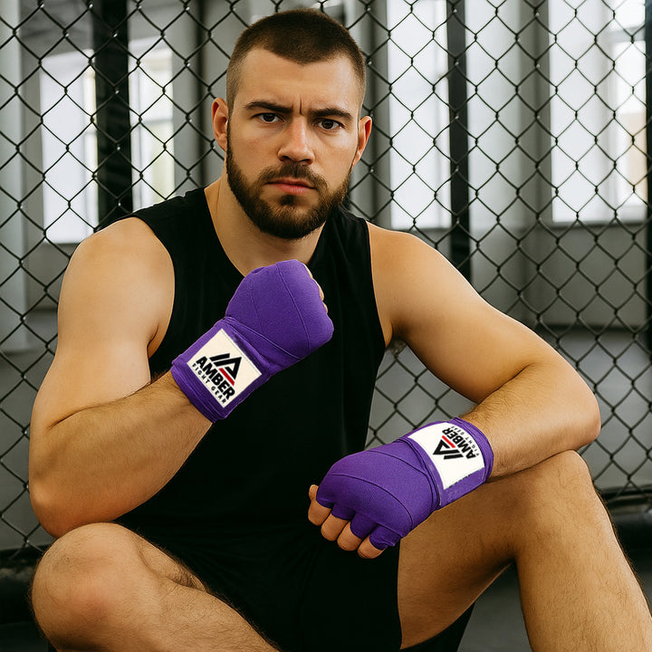 Amber Fight Gear Mexican Style Elastic Handwraps - Breathable, Durable, Machine Washable for MMA, Boxing, Kickboxing, Muay Thai
