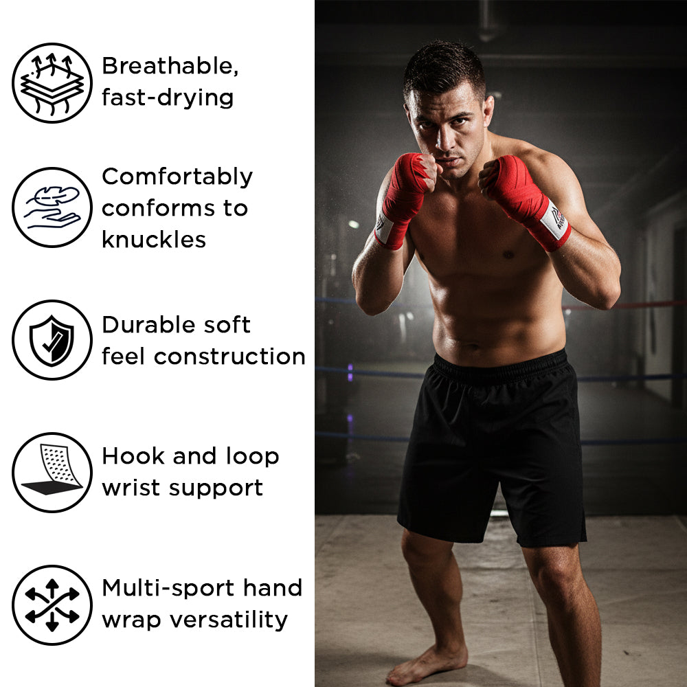Amber Fight Gear Mexican Style Elastic Handwraps - Breathable, Durable, Machine Washable for MMA, Boxing, Kickboxing, Muay Thai