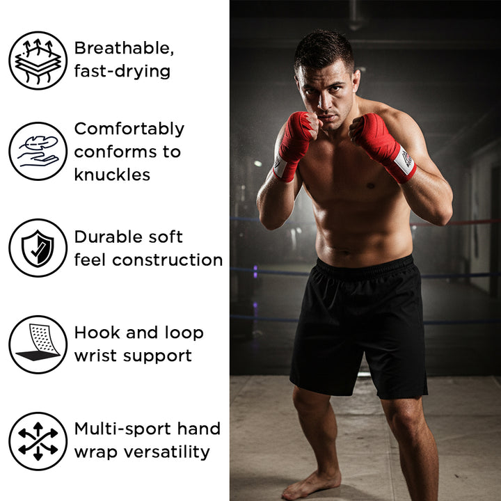 Amber Fight Gear Mexican Style Elastic Handwraps - Breathable, Durable, Machine Washable for MMA, Boxing, Kickboxing, Muay Thai