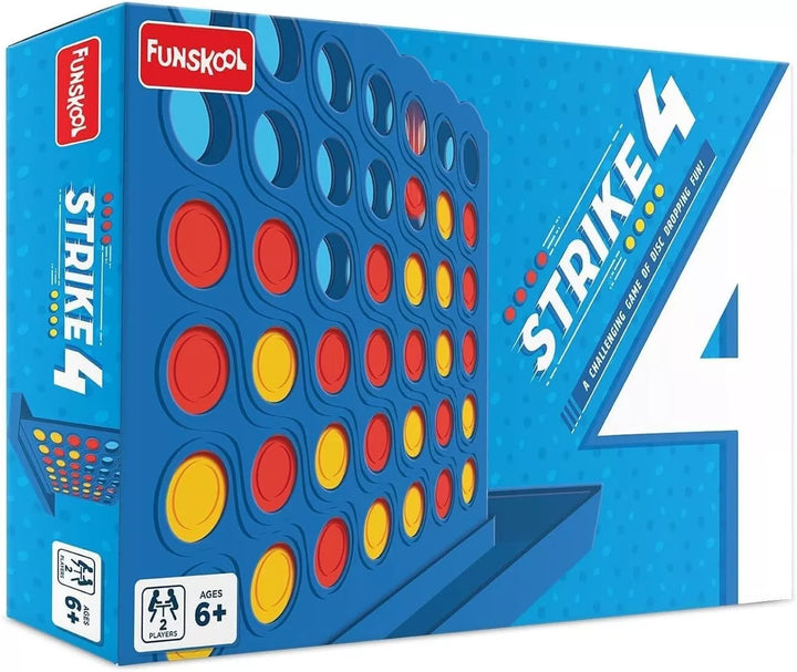 Strike 4, Classic Disc Dropping Game, 4 in a Row, Family Strategy Game