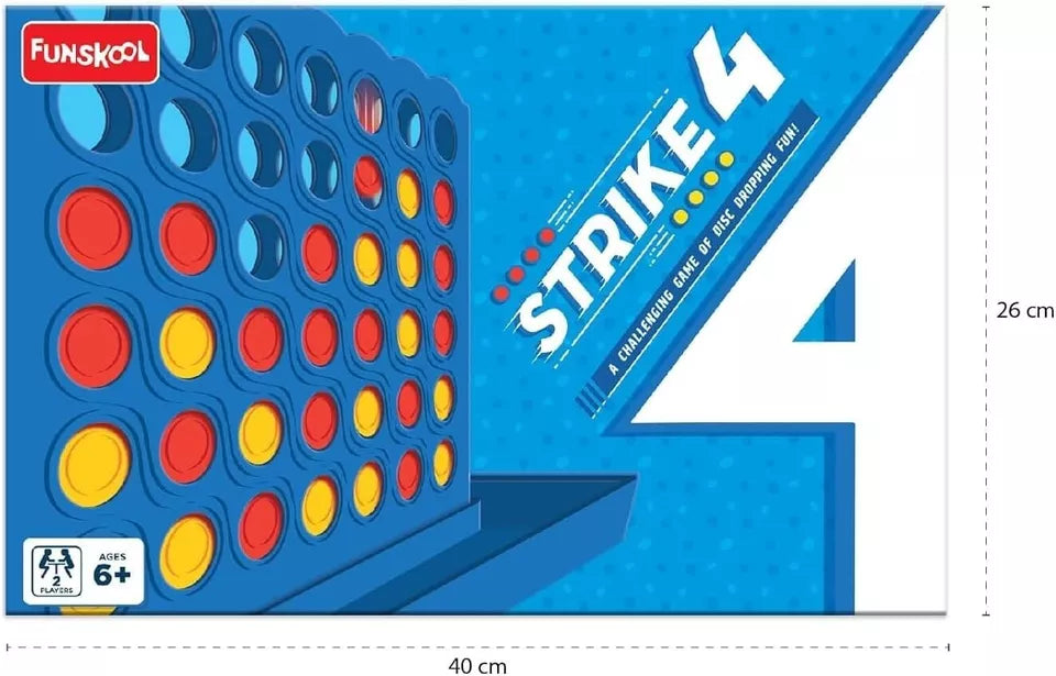 Strike 4, Classic Disc Dropping Game, 4 in a Row, Family Strategy Game