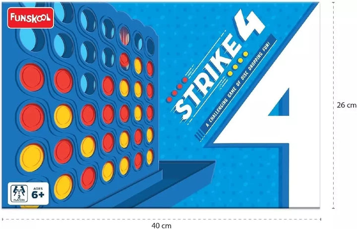 Strike 4, Classic Disc Dropping Game, 4 in a Row, Family Strategy Game