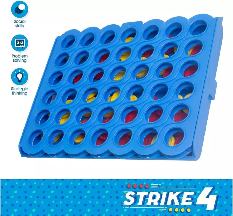 Strike 4, Classic Disc Dropping Game, 4 in a Row, Family Strategy Game