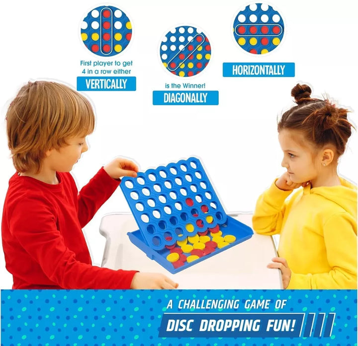 Strike 4, Classic Disc Dropping Game, 4 in a Row, Family Strategy Game