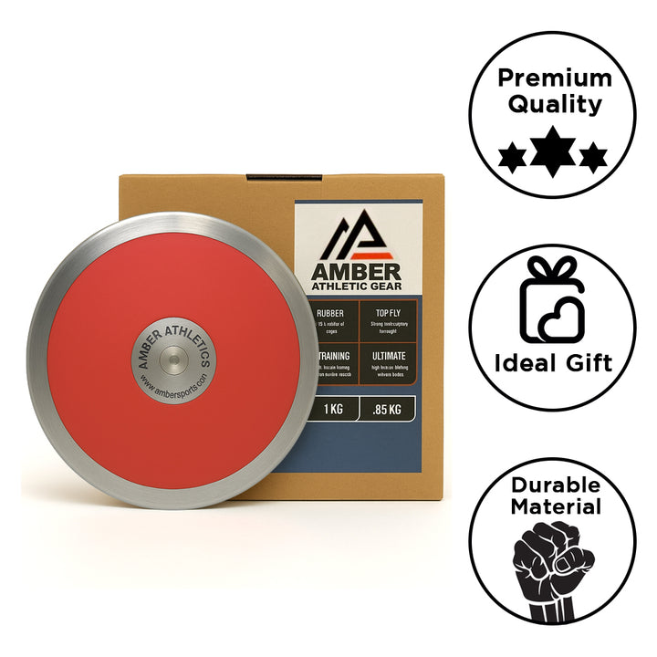 Amber Athletic Gear 70% Rim Weigh Discus Galvanized Steel Rim, Sturdy ABS Plates, Balanced Design, Precision Throws &amp; Enhanced Aerodynamics, 0.85Kg, 1 Kg, 1.25 Kg, 1.5Kg, 1.6 Kg, 1.75Kg and 2 Kg