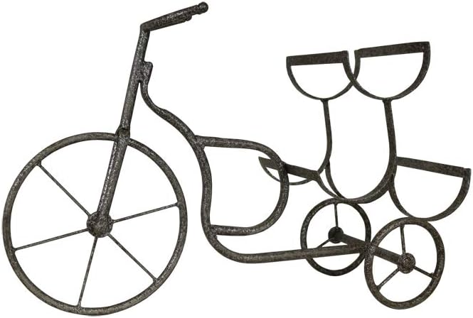 LIVEVIE Classic Vintage Bike Delivery Style Wine Rack Freestanding Wine Holder for 3 Bottles - Countertop Tabletop Wine Organizer Stand Decor for Home or Office
