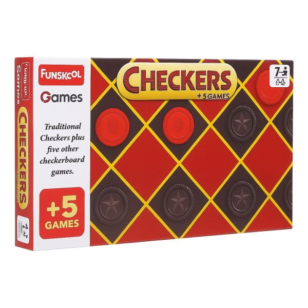 Checkers Plus 5-in-1 Game Set, Traditional Checkers &amp; 5 Other Board Games