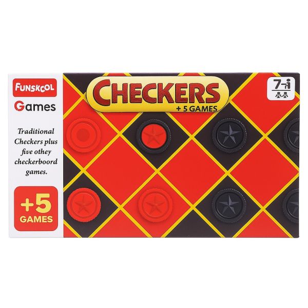 Checkers Plus 5-in-1 Game Set, Traditional Checkers &amp; 5 Other Board Games