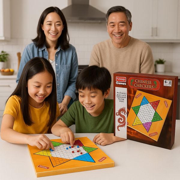 Livevie Carton Chinese Checkers Board Game, Multicolor, Classic Strategy Game