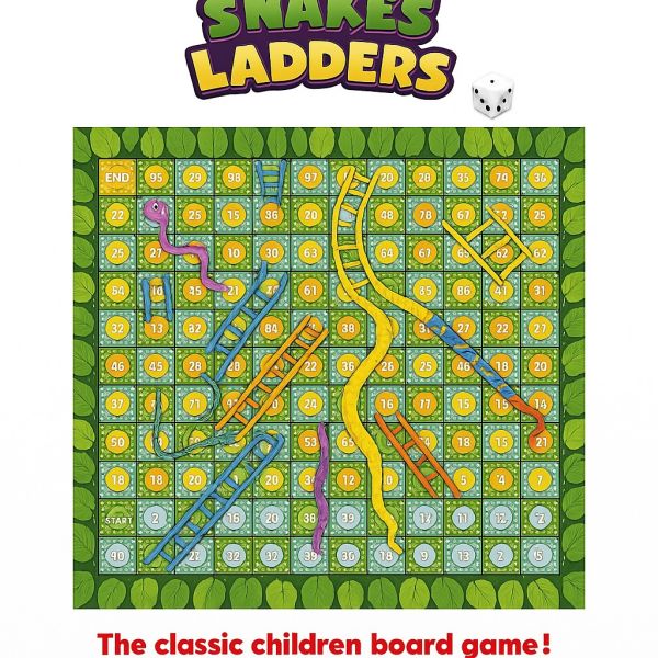 Livevie Snakes &amp; Ladders Classic Board Game for Kids &amp; Family, 2-4 Players