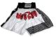 Amber White w/Black oulines Red Letters Muay Thai Shorts