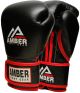 Professional Hook and Loop Leather Training Boxing Gloves Black - 18oz