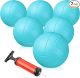  6 Pcs Official Size 5 Soft Volleyball Sand Balls Inflatable Volley Ball Indoor Outdoor Beach Volleyball Blue Volleyball Set and 1 Pump with Needle for Beach Pool Game Training Gym